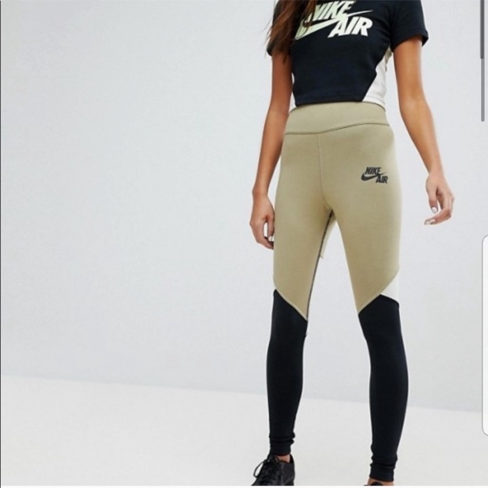 Nike Air tri-color yoga pants green, white and black Size M